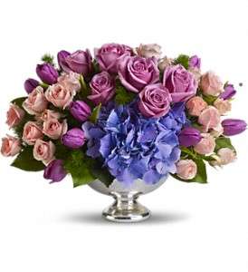 Teleflora's Purple Elegance Centerpiece in Virginia Beach VA, Posh Petals and Gifts