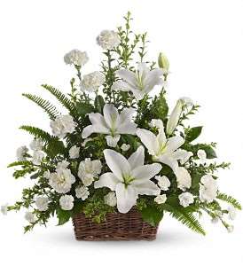 Peaceful White Lilies Basket in Virginia BeachVA, Posh Petals and Gifts